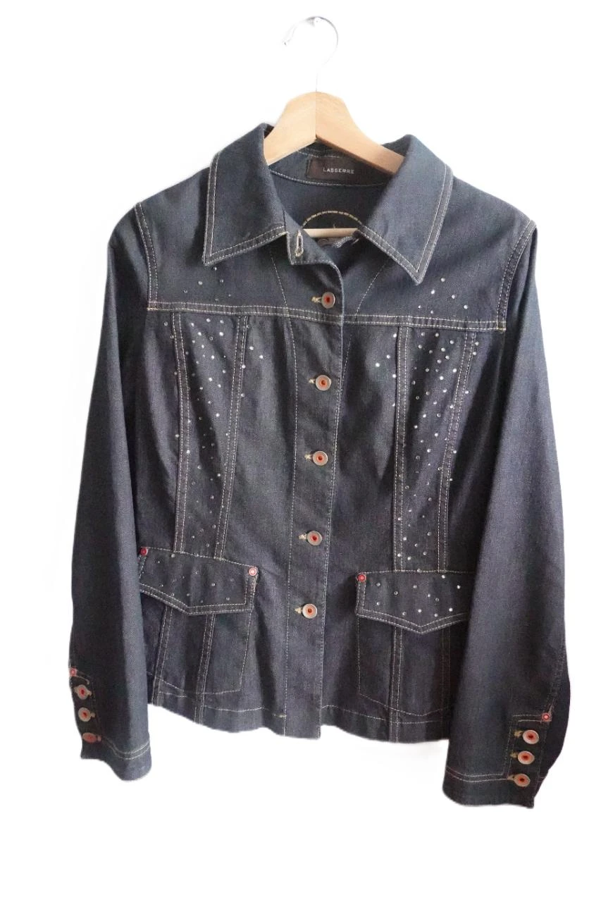 Chaqueta vaquera Lasserre con strass Y2K talla 42